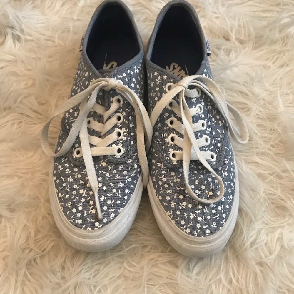 Denim and floral Vans